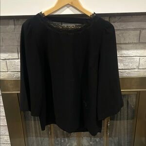 FRNCH Black Lace Trim Blouse